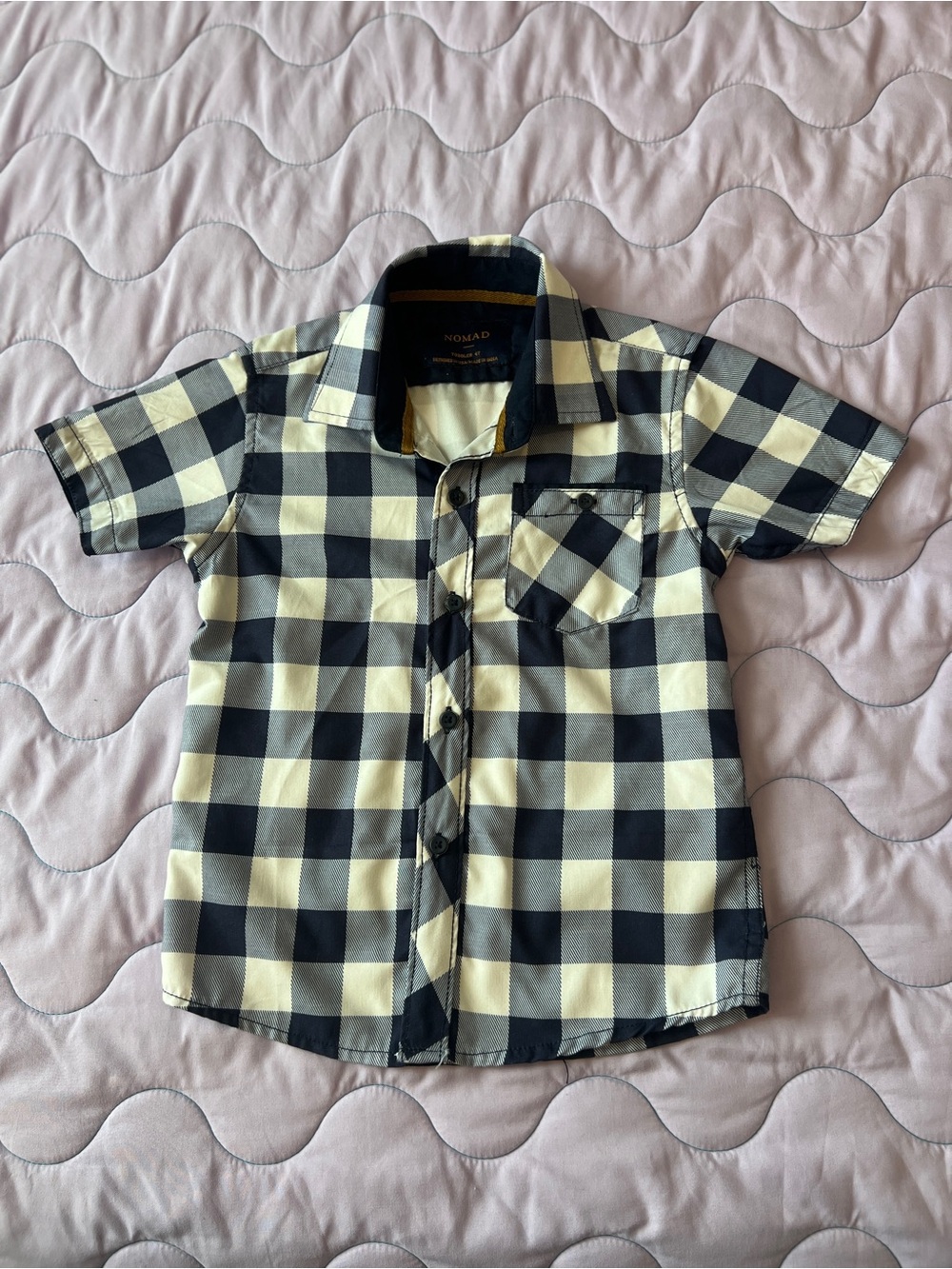 4T Nomad Black & Cream Plaid Short-Sleeve Button-Up Shirt